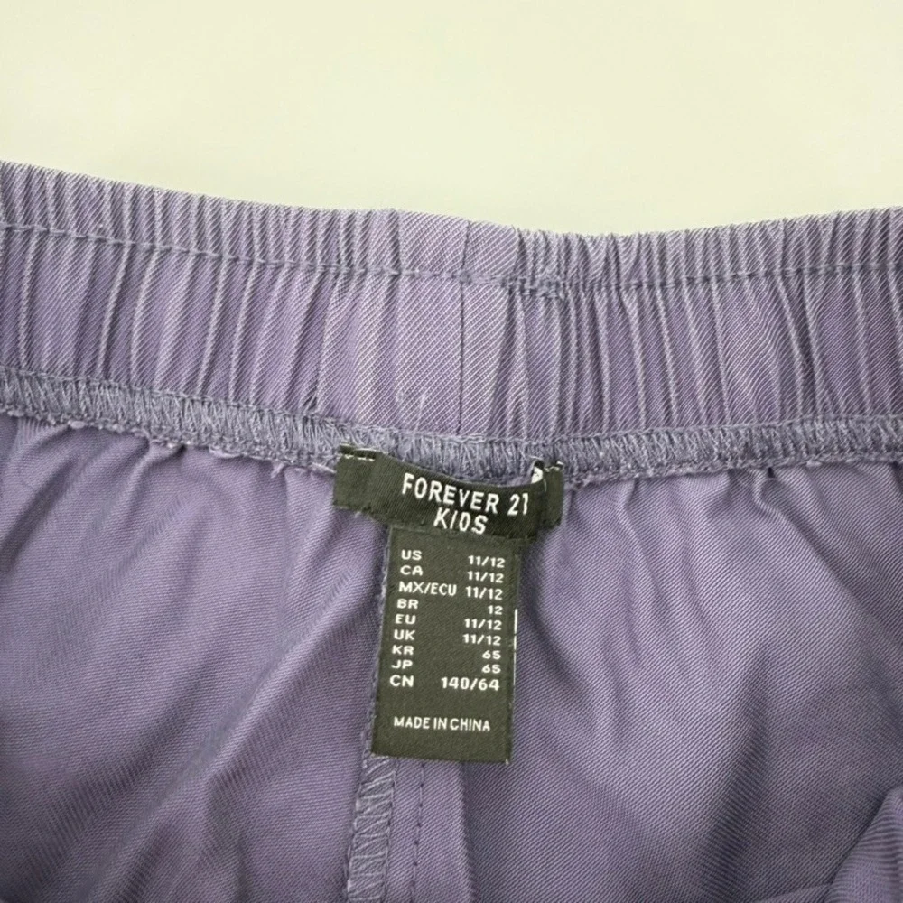 Forever 21 Kids Purple Star Side Stripe Track Pants Size 11/12 Elastic Waist